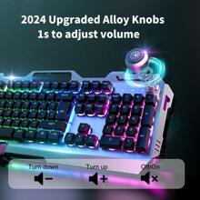 EWEADN GX810 Gaming Keyboard Wired-LED Backlit, 104 Keys Full-Size Silent Keyboard Office, Ergonomic Keyboards Black, With Knob Switch, For Desktop Computer And Notebook Universal Office Supplies And Accessories Cheap