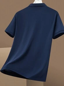 1pc Heren Ademend Vochtafvoerend Zacht Workout Gym Running Polo Kraag Sport Korte Mouw T-shirt