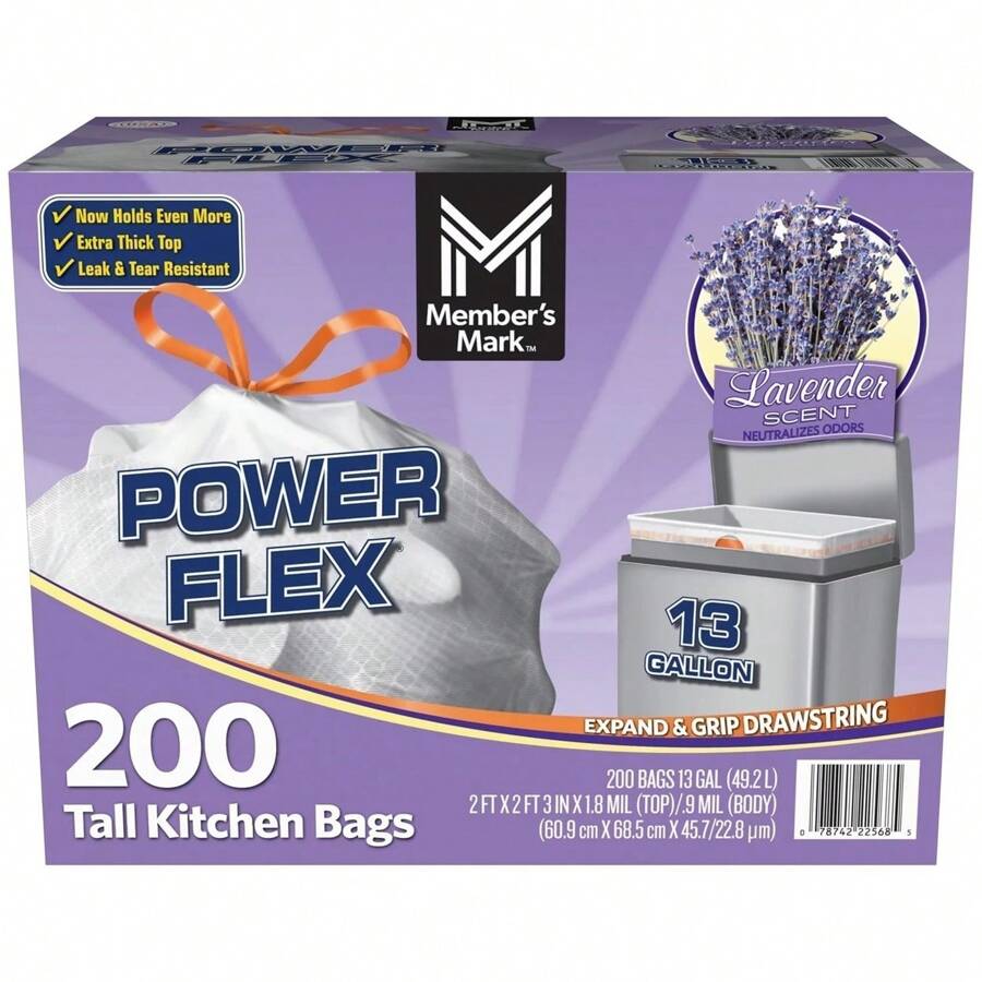 Member's Mark Members Mark Tall Kitchen Drawstring Trash Bags (13 Gallon 200 Count Total) - Multicolor - View 1