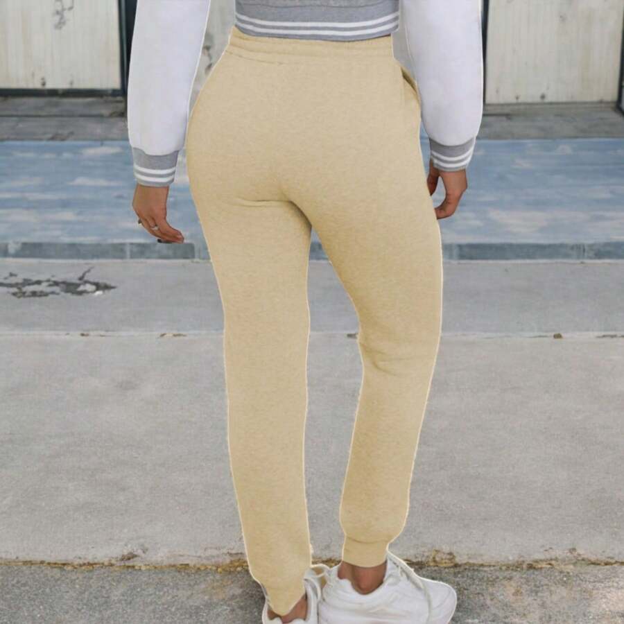 CASUAL SPORTS PANTS FOR DAILY USE WITH ADJUSTABLE DRAWSTRING - Beige - View 1