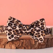 1pc Coleira de gato com padrão de leopardo e sino dourado ajustável, adequada para gatos e cães pequenos