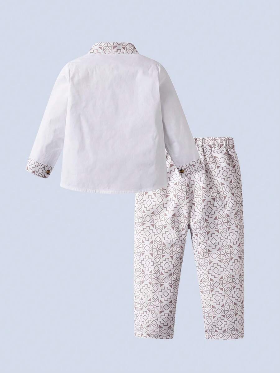 BOARNSEORL 2 件套男婴休闲装长袖衬衫和裤子，时尚优雅，适合节日、派对、家庭聚会和度假