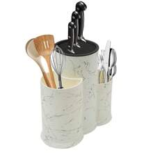 3-In-1 Knife Holder, Universal Knife Block, Knife Utensil Holder - 白色 - 查看 8