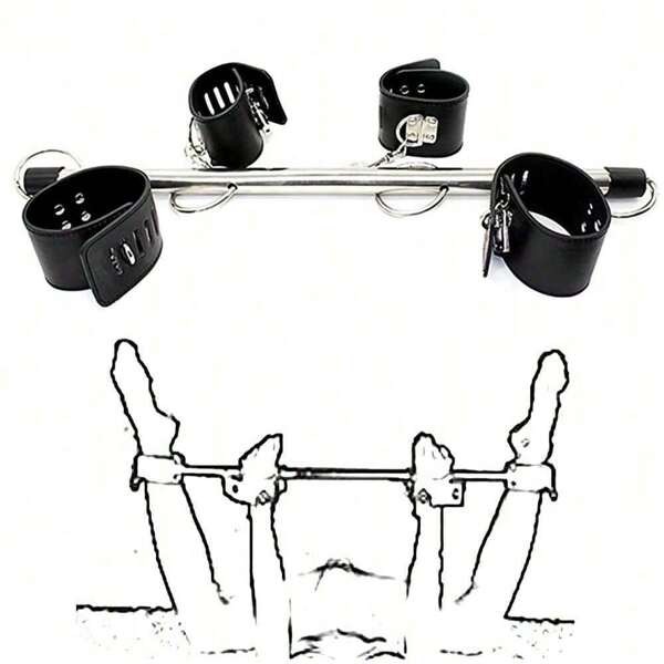 Kit de BDSM con esposas, muñequeras y barra de piernas ajustable de acero inoxidable - Juguetes sexuales para parejas, adultos y bienestar sexual