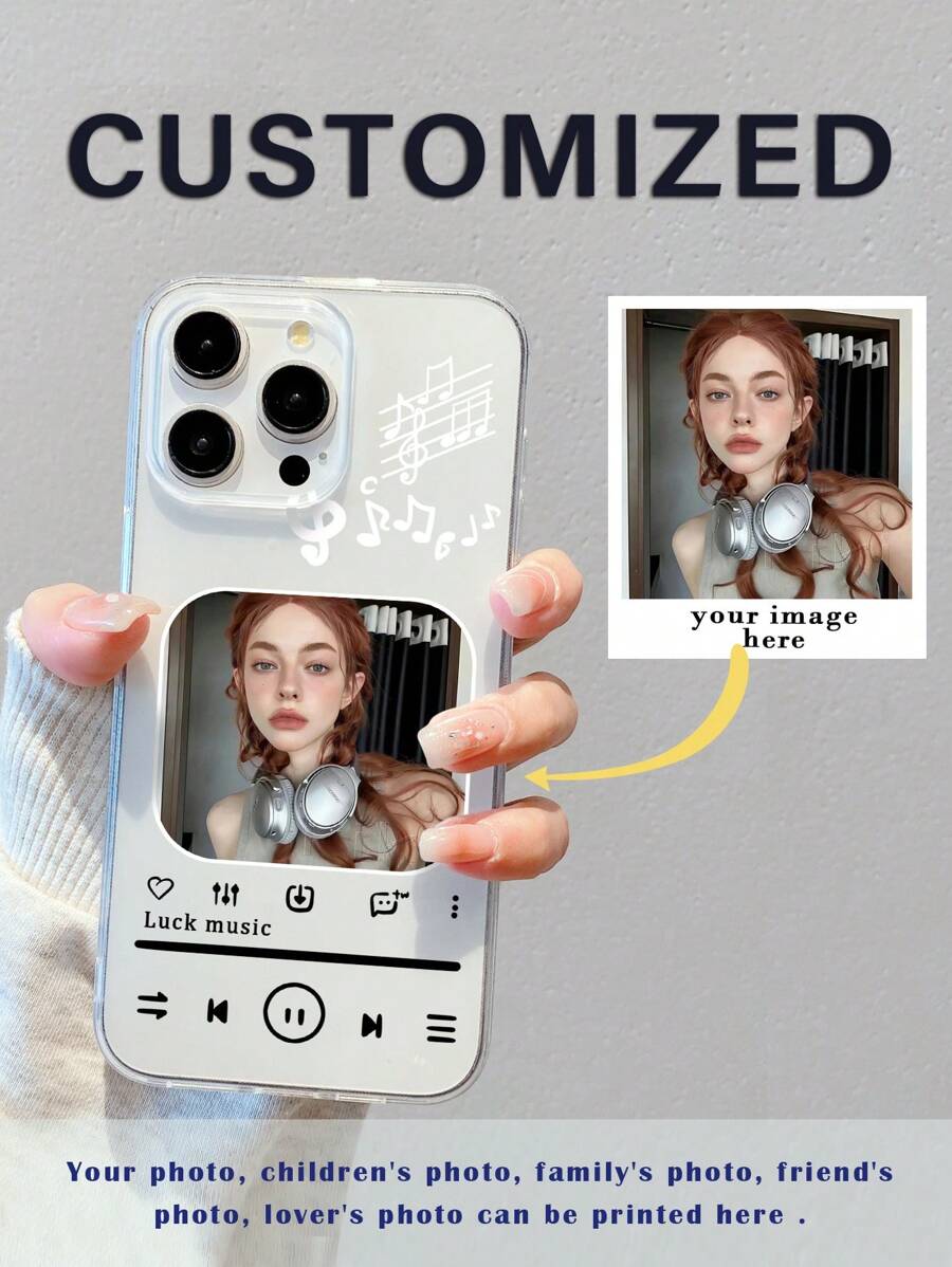 Custom Photo Phone Case, Record Design Custom Phone, DIY Phone Case, Unique Design Phone Case, Couples Phone Case, Phone Case Gift, Customized IPhone Phone Case, Customized Galaxy Phone Case - Clear - View 1