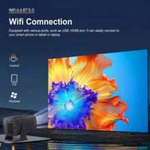 Smart Mini Projector Android 11 Full HD Projector 1080P 4K Support 5G WiFi 6 Bluetooth 5.0 Home Movie Projector 180 Rotating Black - Black - View 10