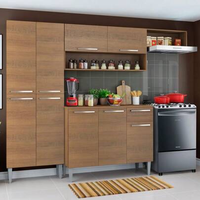  Cocina Integral Modular Madesa Emilly Top 229cm Color Marrón