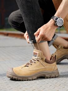 GUYISA 卡其色钢头安全鞋，防砸防刺，适合徒步，绒面革材质，耐油/耐酸/耐碱，男士低帮 - 卡其色 - 查看 11