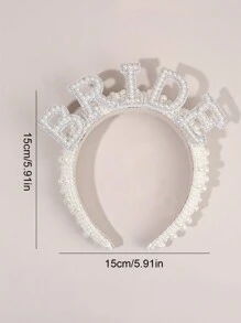 1 件白色珍珠头带，女士精致新娘发带，优雅珍珠新娘头带，婚礼派对节日礼物头饰女士发饰、发带、发箍头带 - 白色 - 查看 4