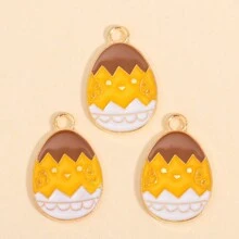 10pcs Cartoon Easter Eggs Oil Dripping Pendants, Suitable For DIY Cute And Interesting Painted Eggshell Charm Earrings, Necklaces, Jewelry