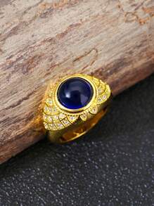 1 Stück Herren Mode Luxus blauer Zirkonia Ring, Hochzeit Verlobungs Party Schmuckgeschenk zum Valentinstag