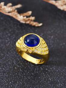 1 Stück Herren Mode Luxus blauer Zirkonia Ring, Hochzeit Verlobungs Party Schmuckgeschenk zum Valentinstag