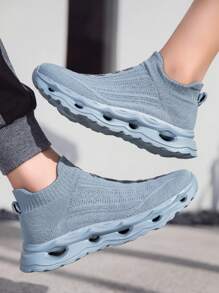 Zapatillas de suela gruesa para hombre talla grande - Zapatos casuales cómodos y ligeros, diseño slip-on, unisex, antideslizante, de corte bajo para todas las estaciones, adecuados para correr y caminar