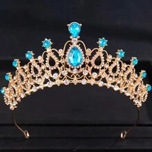 Coroa Princesa Diadema de Cor Dourada com Strass para Noiva, Tiaras e Coroas para Mulheres, Acessórios de Cabelo para Casamento, Festa, Joias, Presentes de Diadema - cor - Visão 16