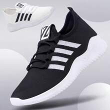 Zapatillas de deporte de moda para hombre de color sólido, tela de malla liviana y transpirable, talón suave y cómodo que brinda estabilidad, adecuadas para caminar, deportes al aire libre, correr, ejercicio, fitness, fiestas, festivales, uso diario.