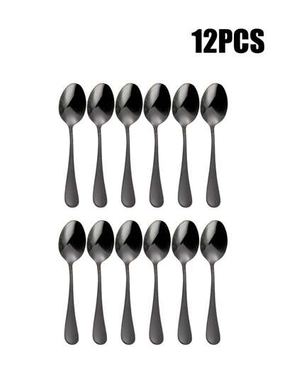 Juego de 4 piezas/8 piezas/12 piezas de cucharillas pequeñas de acero inoxidable (4.4 Pulgadas*0.9 Pulgadas), cucharillas para revolver café, cucharillas mini, útiles escolares