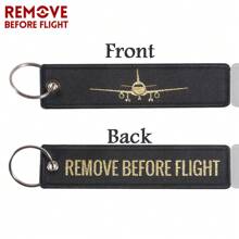 REMOVE BEFORE FLIGHT 1 pieza Llavero casual con letra, accesorio de coche, bolso, mochila con decoración bordada de poliéster "Quitar antes de volar" en estilo gótico y Y2K