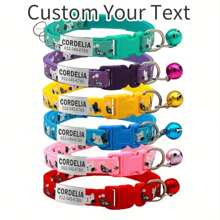 Custom Engraved Pet ID Collar With Bell - Cute Cartoon Kitten Design, Adjustable Polyester Strap For Dogs & Cats, Includes Personalized Name Tag With Owner's Phone Number - Durable Anti-Lost Accessory, Perfect Gift For Pets - Multicolor - View 6