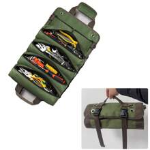 Multipurpose 6-In-1 Waterproof Oxford Cloth Tool Organizer Roll-Up, Portable Electrician Tool Bag, Heavy-Duty Rollup With 6 Compartment Pockets