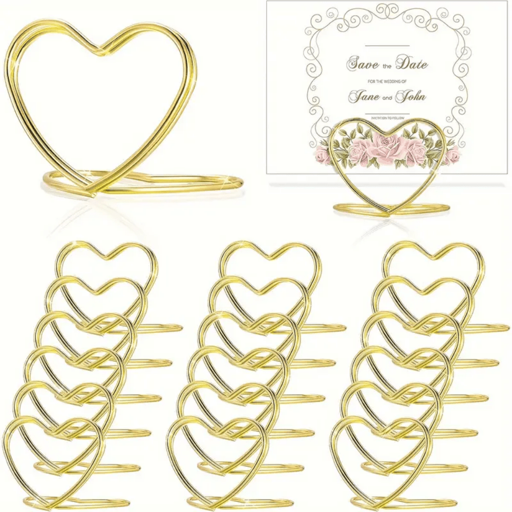 10 Stücke Metall Tischnummer Kartenhalter in Herzform - Elegante Memo Clips geeignet für Fotos, Platzkarten, Menüs - perfekt für Hochzeiten, Partys und Veranstaltungen, Namenskarten Clips, Restaurant Hochzeit Tischnummer Metall Memo Clips, kreative Memo Fotoclips, Visitenkartenhalter, Kartenklemmen, Büroartikel