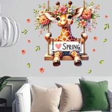 1 件定制名字卡通动物花卉蝴蝶墙贴装饰适用于客厅、入口、卧室、自粘可移除 PVC 墙贴花、可定制名字文字、儿童房装饰、个性化礼物 - 彩色 - 查看 7