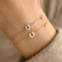 S925 Silver-Plated Gold Horseshoe U-Shaped  Chain Bracelet, Ladies Fashionable High-End Niche Daily Accessory