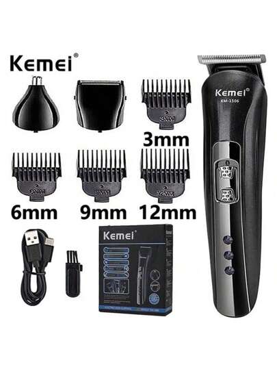 Kemei KEMEI KM-1506 Multi-Function USB Hair Clipper, Rechargeable Electric Hair Trimmer, Electric Shaver Beard Razor Hair Clipper Kemei
