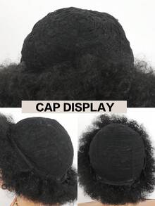 Peluca rizada afro ensortijada sintética de 5 pulgadas para mujeres, peluca puffy afro de tamaño pequeño para los años 70 y 80, con aspecto natural y esponjoso, ideal para uso diario