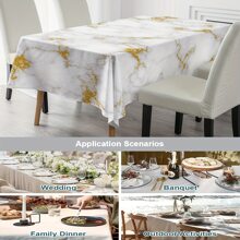 1 块金色大理石图案白色桌布，矩形涤纶桌布，非常适合餐饮、野餐、自助餐、节日晚宴、派对、宴会、餐厅和婚礼、西餐、厨房 - 彩色 - 查看 7