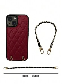 حافظة هاتف بطبعات جلد صناعي ثلاثية الأبعاد على شكل سلسلة معينية ، عالية الجودة ، مشابهة للجلد الطبيعي ، حافظة واقية متوافقة مع أيفون 16، 15، 14، 13، 12 بلس ، برو ماكس ، بتصميم بسيط وإبداعي ، يمكن تركيب حزام كتف أو معصم