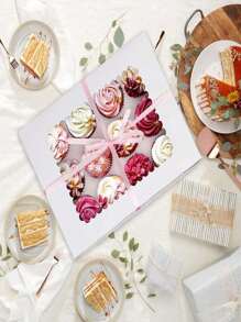 2Pcs Large Cupcake Boxes, Cupcake Boxes 12 Count, White Cupcake Containers Bakery Holders With Windows And Inserts To Fit Muffins, Cupcake Carrier For Cookies - White - View 3