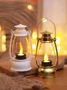 1pc Vintage Handheld Flickering Wick Lantern With Battery, Suitable For Home Decor, Tabletop Decor, LED Fairy Lights, Room Desk Decor Lantern, Wedding Party Holiday Camping Decor LED Fairy Lights, Copper Wire Wick Decor Lantern, Room Decor Retro Lantern Nightlight - Yellow Light - View 11