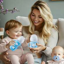 1pc Baby Silicone Bottle Handle, Fits Avent Natural 120ml Glass Bottle Silicone Sleeve With Handle, Helps Train Baby To Hold Bottle, Suitable For 0-3 Years Old - Multicolor - View 5