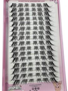 High-Capacity 32Row False Eyelashes Reusable Fluffy Fox Eye Effect Thick Long Segmented Lash Extension DIY Manga Eyes Tool - Black - View 6
