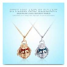 1pcs Exquisite Flower Hollow Aromatherapy Openable Multi-Color Bell Round Openwork Ball Pendant Pet Bell Necklace - 空籠金帶鍊 - 查看 3