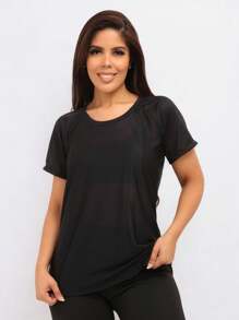 Women Sports Tees & Tanks - 黑色 - 查看 3