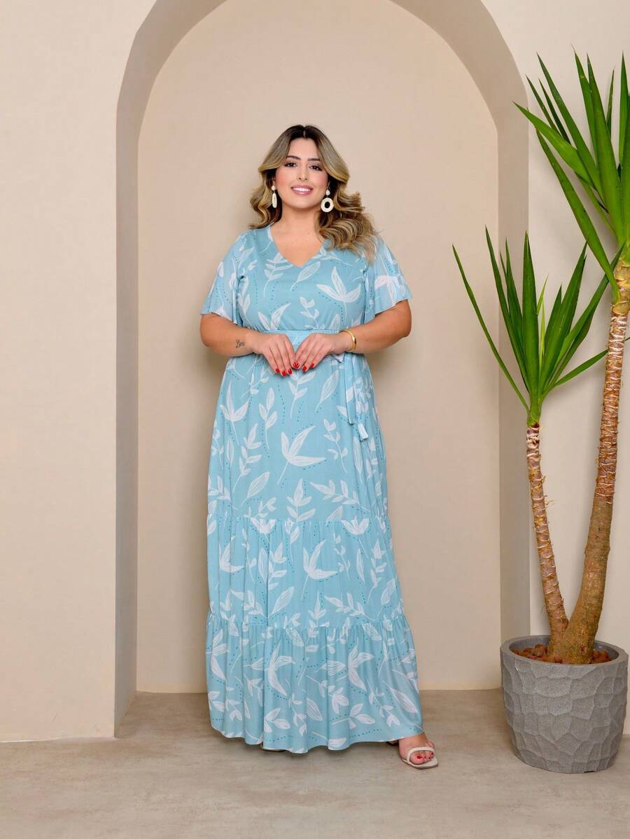 Women's Casual Long Dress Plus Size Evangelical Party Wedding Premium Line - Celeste - Ver 1