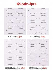96 Stück/12 Paare Augen Make-up Schablonen, Eyeliner & Augenbrauen Schablonen Aufkleber, 4 verschiedene Designs, westliche Eyeliner & Augenbrauen Formvorlagen, Make-up Aufkleber, Make-up, günstig, Raumdekoration, Schminktisch, Reise, Schlafzimmer, Make-up Accessoires