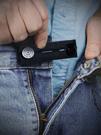 5 件装纯色腰部延长带，带金属钩，简易涤纶可调节牛仔裤纽扣延长带，适合家庭使用