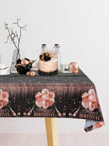 1pc Rose Gold Balloon Birthday Tablecloth, Happy Birthday Party Decorative Table Cover Table Runner, Birthday Party Decor Home Decorations, Birthday Table Ornament Disposable Rectangular Table Cloth, Birthday Gift Party Favor, Birthday Background Decoration, Ladies' Birthday Decoration - Rose Gold - View 6