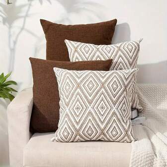 4 件波西米亚风格沙发/床头板靠垫套，柔软印花亚麻抱枕套，45x45 厘米，不含枕芯，简单的礼物，沙发靠垫，星星图案，装饰性，易于使用，枕头，沙发枕头，家居装饰