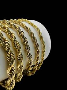 Cadena torzal para hombre en oro laminado 45 cm - Amarillo Oro - Ver 3