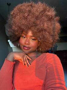 DZfirst 深棕色 10 英寸非洲卷发假发 70 年代 80 年代假发 大号弹性柔软自然蓬松假发 日常佩戴