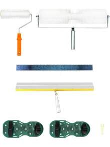 Self-Leveling Cement Tool Kit, Floor Construction Roller Spikes, Epoxy Floor Paint Tools, Stainless Steel Scraper Self-Leveling Rake - Silver - View 2