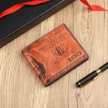 EIGIIS 1 件男士 100 美元钞票皮革双折卡包钱包手提包钱包，耐磨 PU 皮革，休闲商务风格，送给朋友、男朋友、丈夫和父亲的最佳礼物，大容量多卡槽，商务休闲风格，生日礼物，毕业礼物，父亲节礼物 - 彩色 - 查看 13