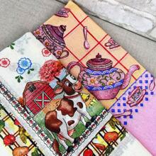 100% Cotton Printed Tea Towel Set Of 5 - 90X68CM - Nhiều màu - Xem 5