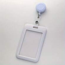 1 件简约纯色徽章夹，带伸缩夹，带夹子的身份证夹，学校用品，返校 - 彩色 - 查看 5