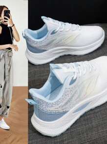 1 para damskich, wiosennych, nowych, koreańskich, oddychających, dzianinowych trampek z kolekcji 2025, modne, studenckie, sportowe, codzienne buty do biegania