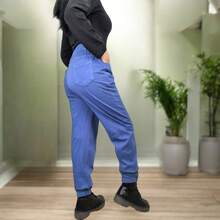 Pantalones Rectos Con Resorte En La Cintura Y Tobillos Con Bolsillos 1 Pieza Para Dama Diferentes Colores Se Amolda A Tu Figura - Azul - Ver 3