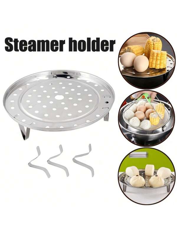 Edelstahl Dampfgareinsatz mit abnehmbarem Ständer, geeignet für Schnellkochtopf-Kochen - Multifunktionales Kochutensil zum Dämpfen von Gemüse, Knödeln und Meeresfrüchten - 1 ausgesteckter Dampfeinsatz, passt in den Topf